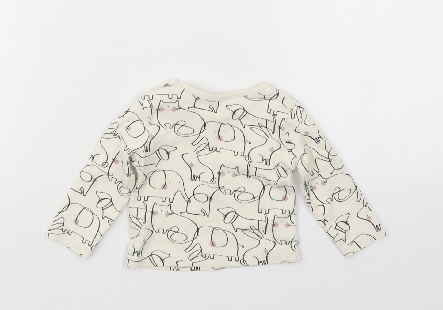 TU Girls Beige Geometric  Basic T-Shirt Size 0-3 Months