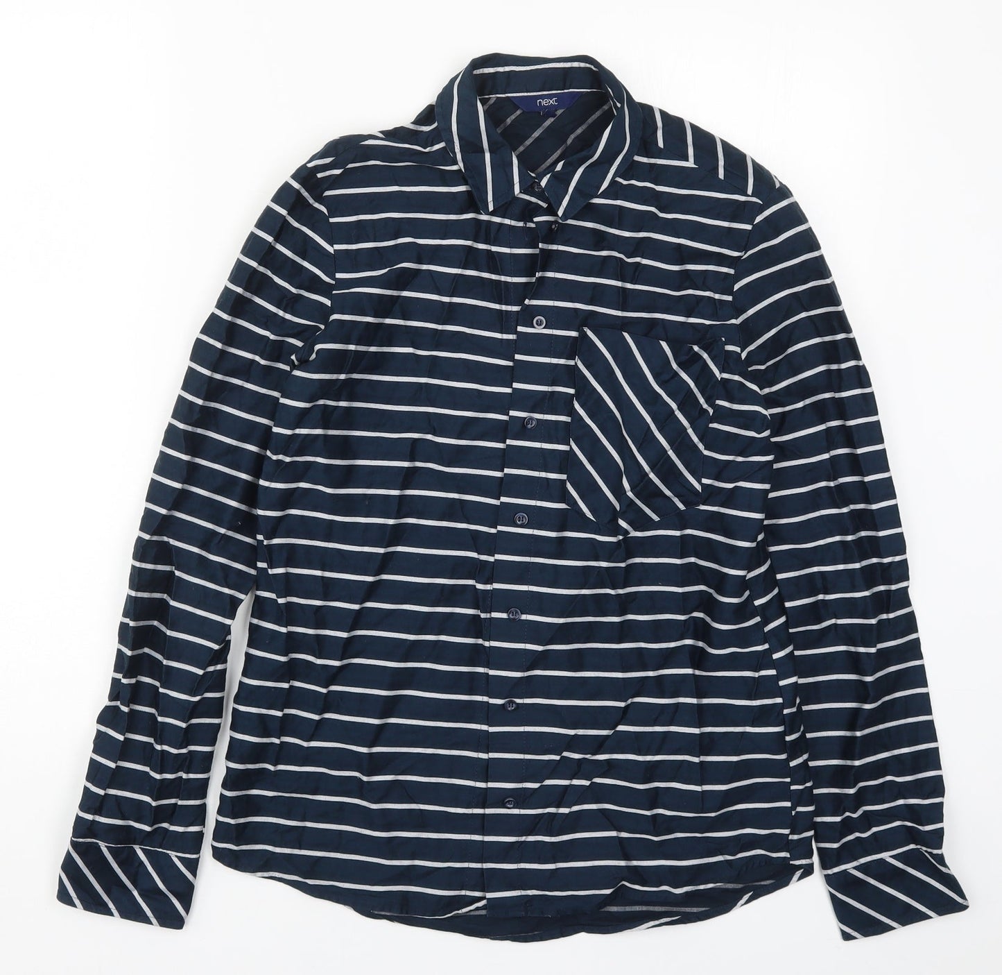 NEXT Womens Blue Striped  Basic Button-Up Size 6