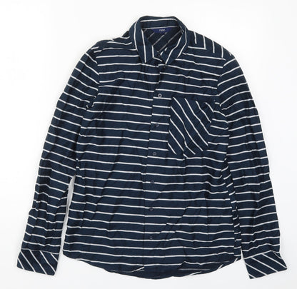 Next Womens Blue Striped  Basic Button-Up Size 6