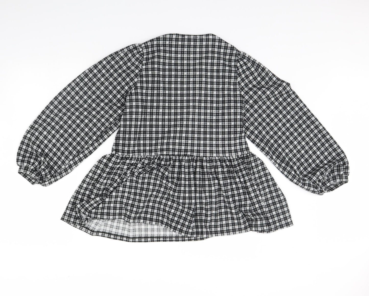 New Look Womens Black Plaid  Basic Blouse Size 8