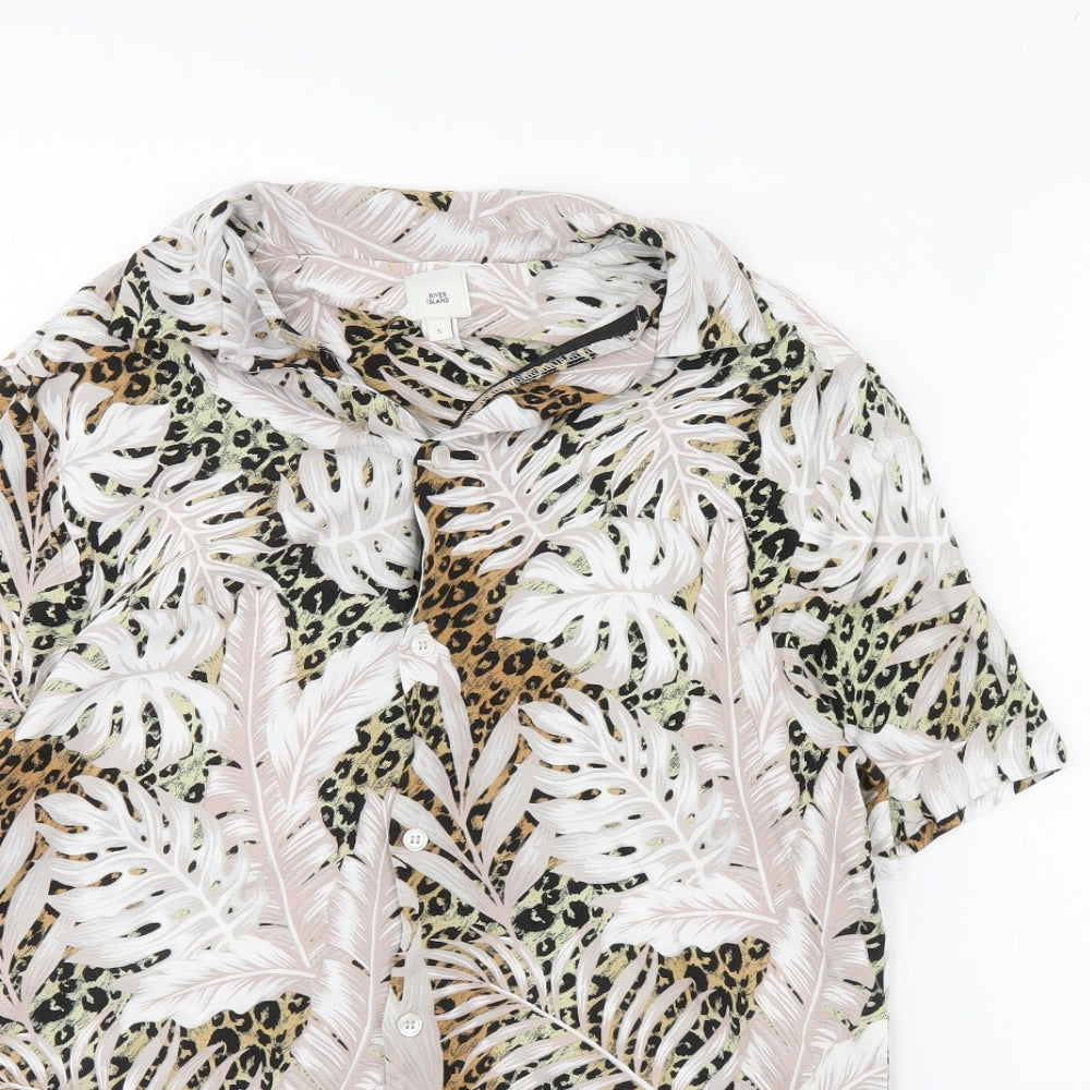 River Island Mens Pink Floral   Button-Up Size S