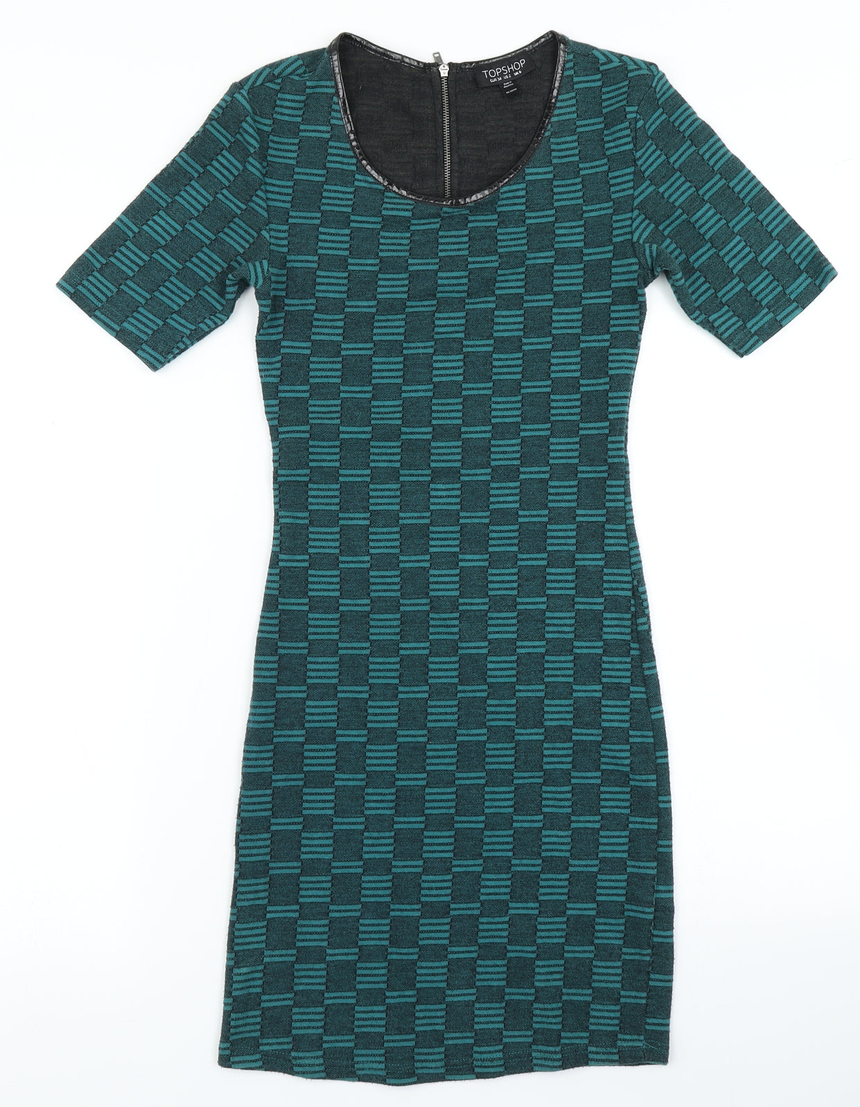 Topshop Womens Green Geometric  Bodycon  Size 6