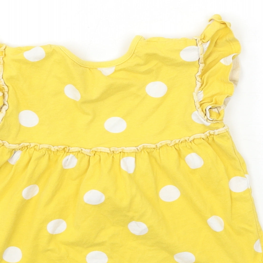 George Girls Yellow Polka Dot  Basic T-Shirt Size 2-3 Years