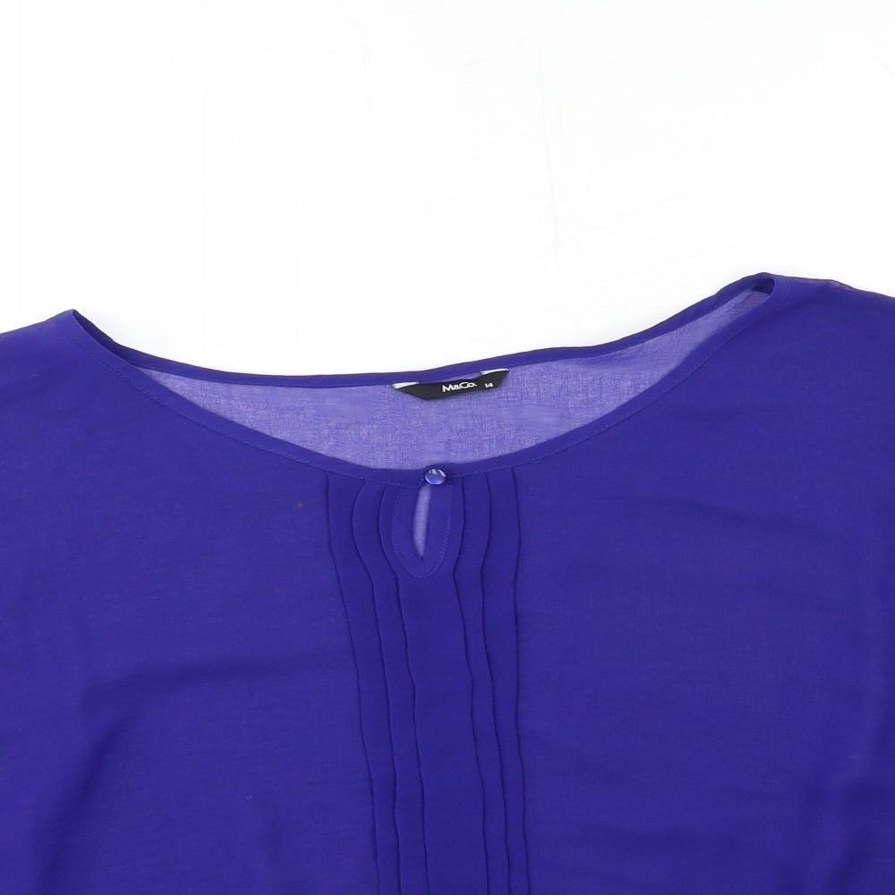 M&Co Womens Blue   Basic Blouse Size 14