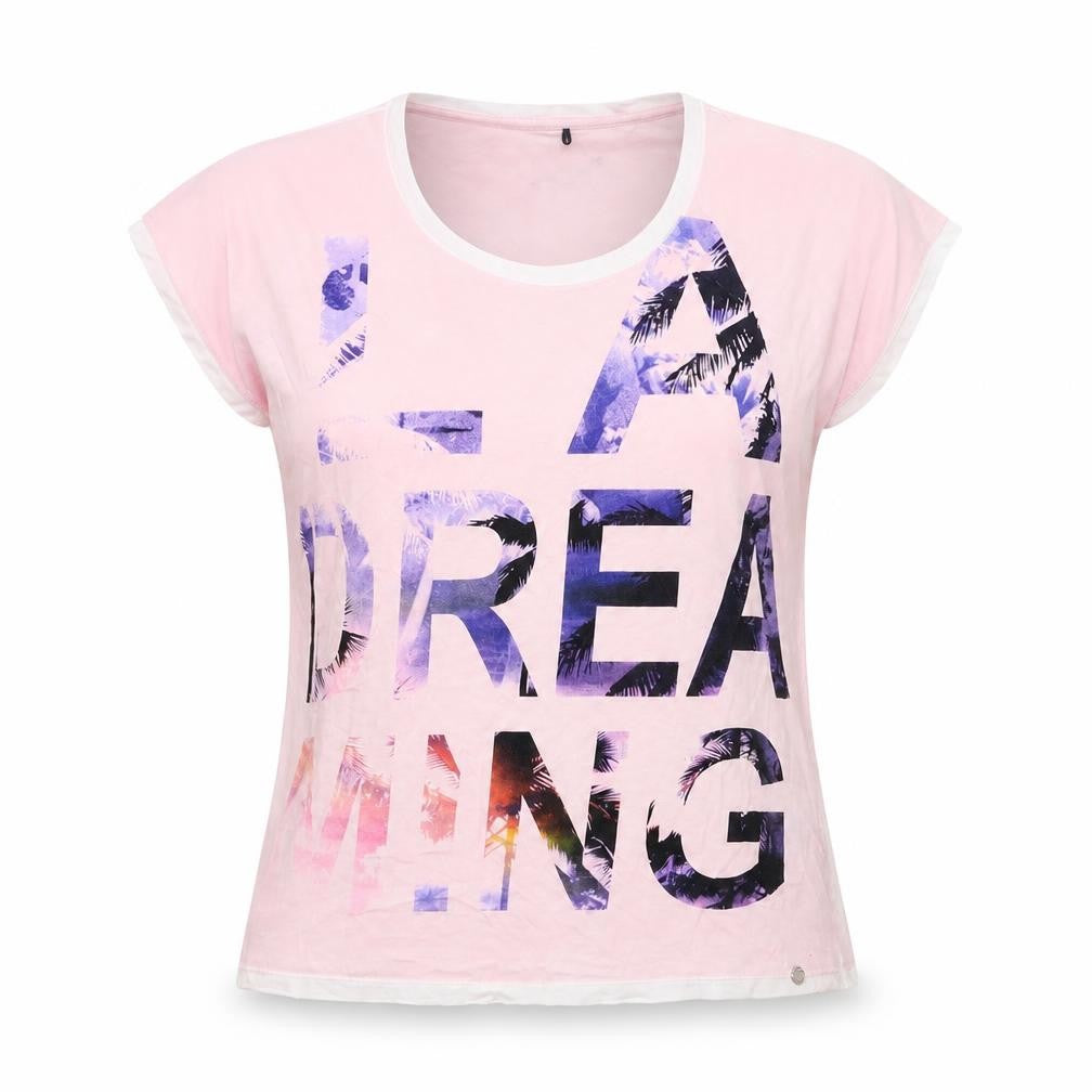 Olsen Womens Pink Floral  Basic T-Shirt Size 14