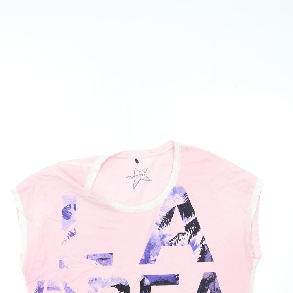 Olsen Womens Pink Floral  Basic T-Shirt Size 14