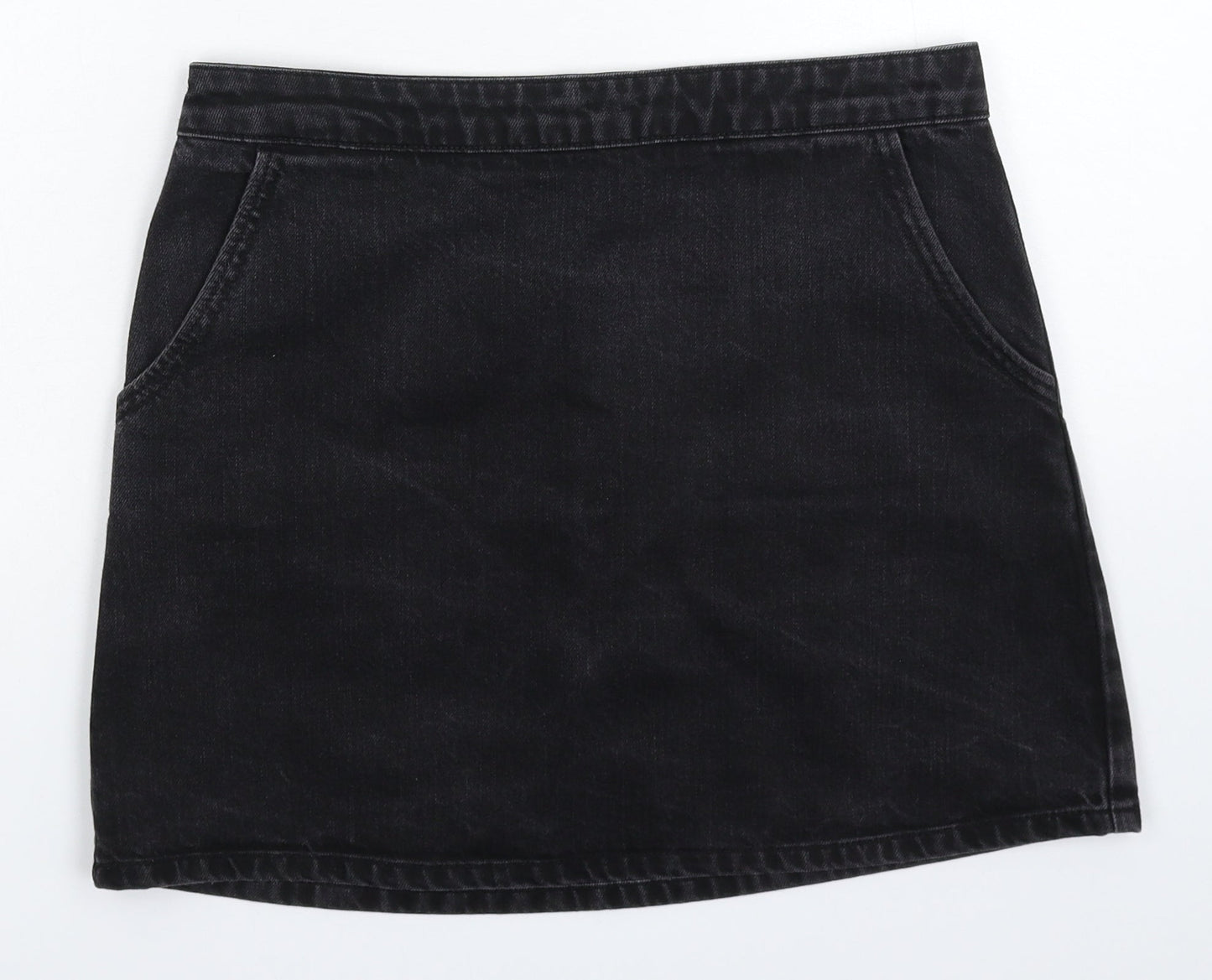 Topshop Womens Black  Denim A-Line Skirt Size 30 in