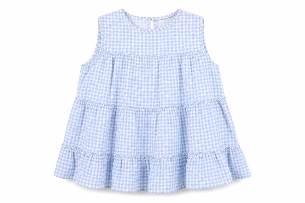 Boohoo Womens Blue Check Jersey Basic Blouse Size 12