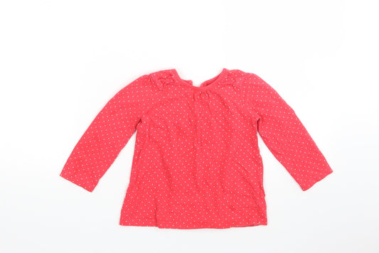 George Girls Red Spotted  Basic T-Shirt Size 18-24 Months