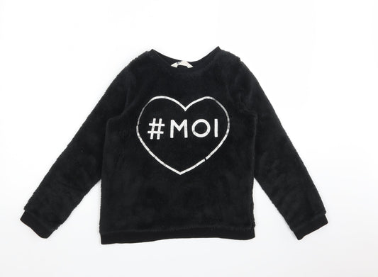 H&M Girls Black Geometric  Pullover Jumper Size 9-10 Years