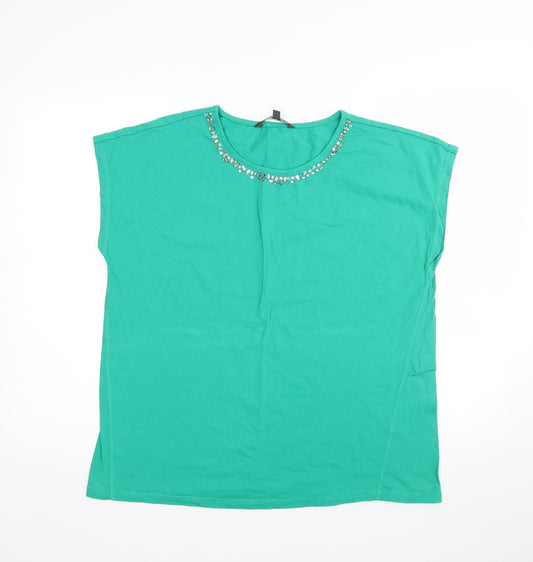 LOVE TEES Womens Green   Basic T-Shirt Size 10