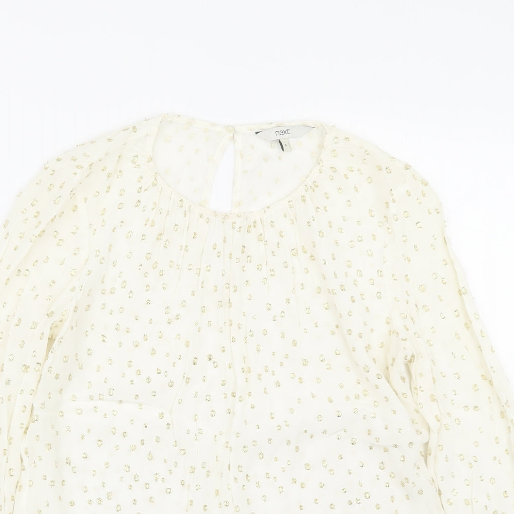 NEXT Womens White Polka Dot  Basic Blouse Size 8
