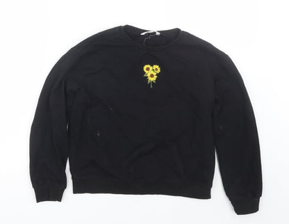 SHEIN Shien Girls Black   Pullover Sweatshirt Size 11-12 Years  - Flowers
