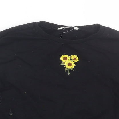 SHEIN Shien Girls Black   Pullover Sweatshirt Size 11-12 Years  - Flowers