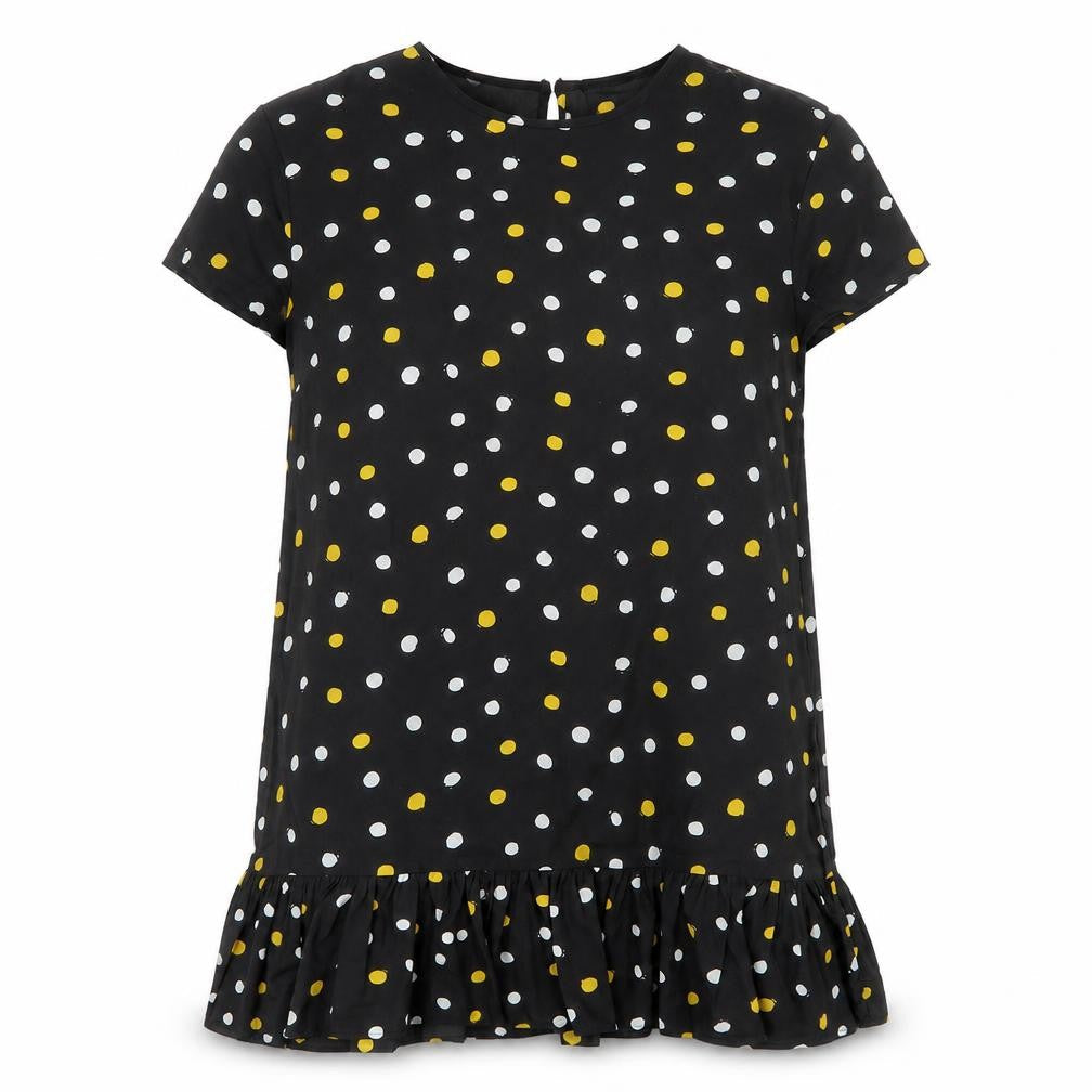 Wednesday Girl Womens Black Polka Dot  Basic T-Shirt Size L