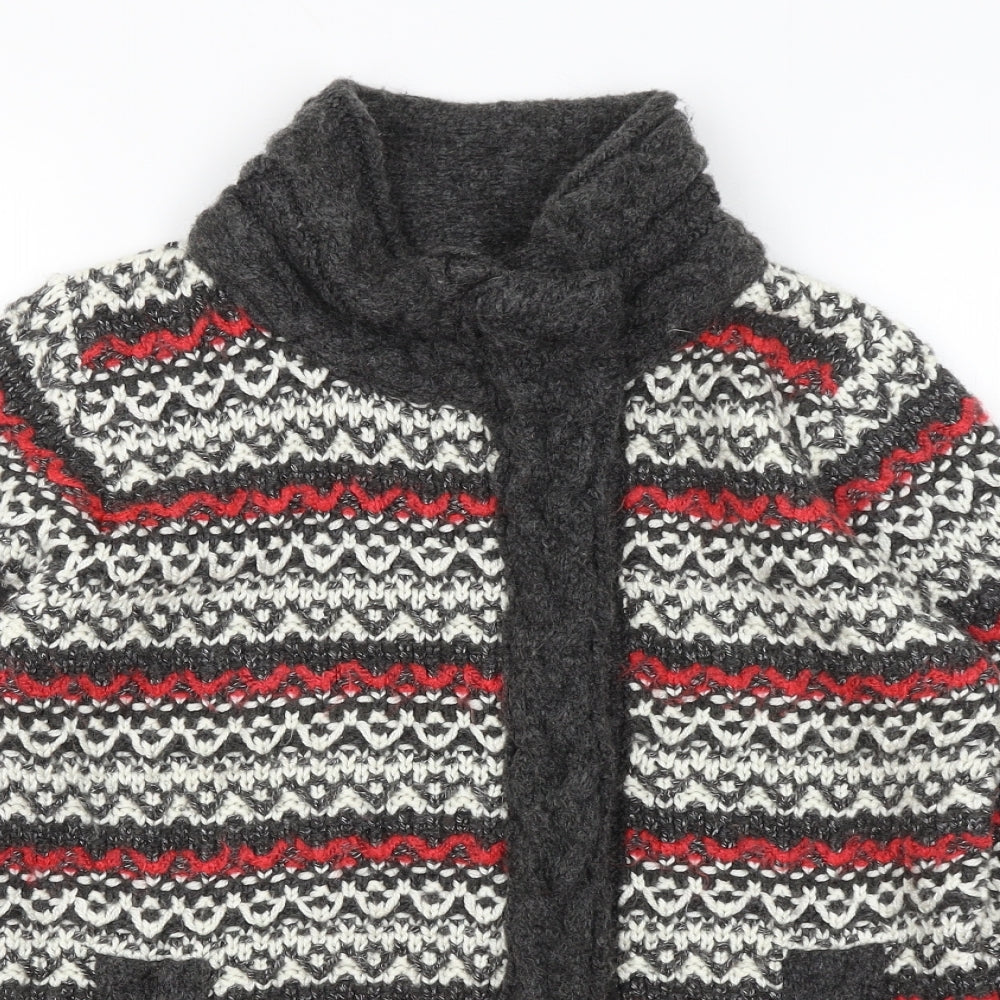 Per Una Womens Grey Striped  Cardigan Jumper Size M