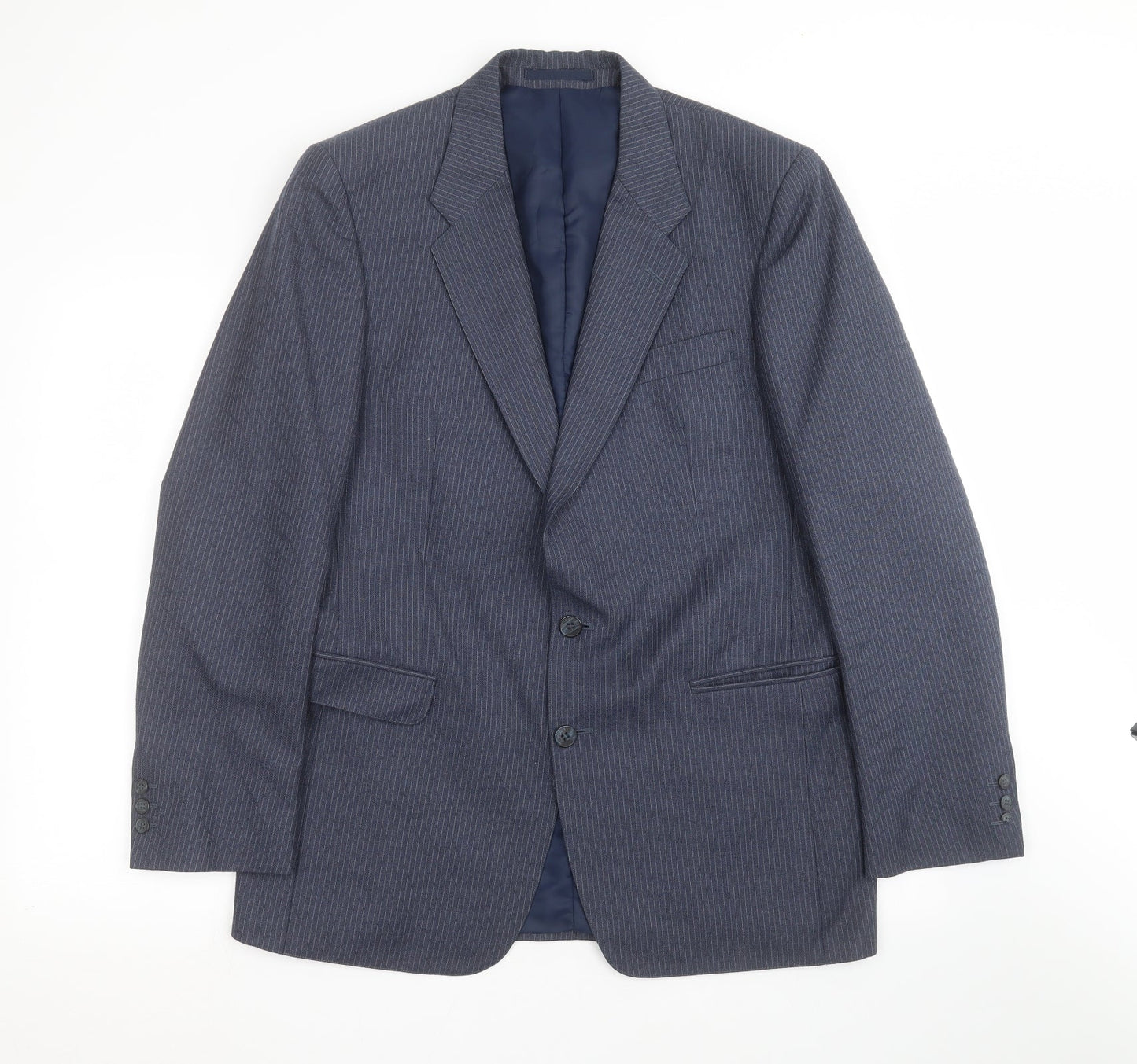 GREENWOODS Mens Blue Striped  Jacket Suit Jacket Size 40