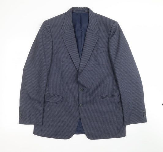 GREENWOODS Mens Blue Striped  Jacket Suit Jacket Size 40
