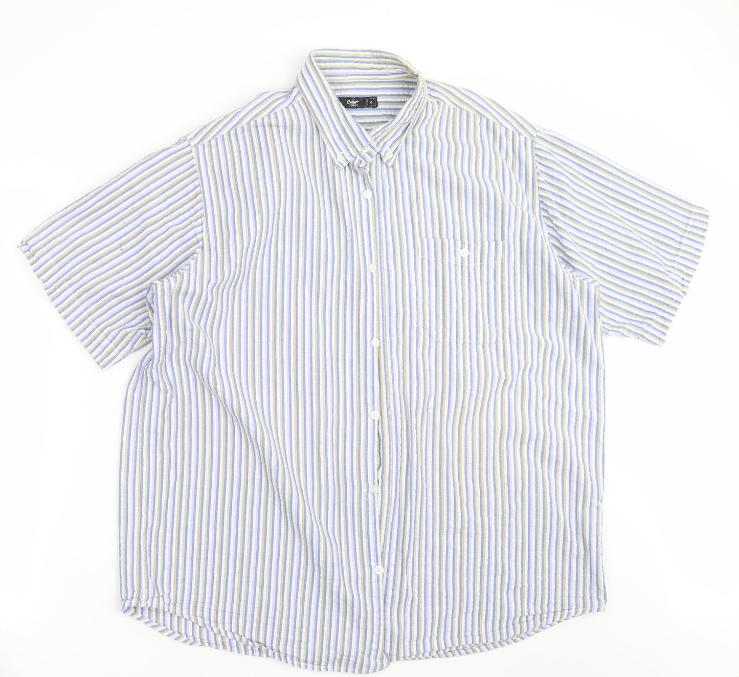 Cotton Traders Mens Blue Striped   Button-Up Size XL