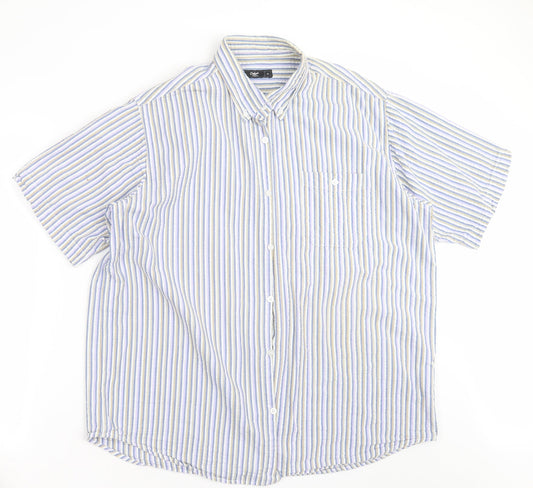 Cotton Traders Mens Blue Striped   Button-Up Size XL