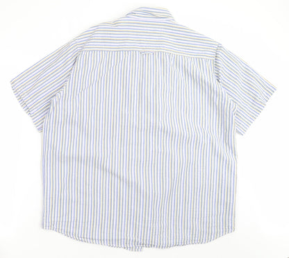 Preloved Cotton Traders Mens Blue Striped   Button-Up Size XL - Back