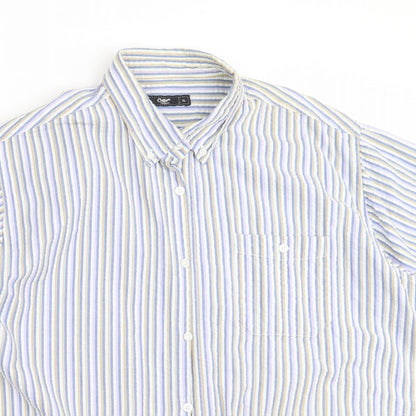 Preloved Cotton Traders Mens Blue Striped   Button-Up Size XL - Detail