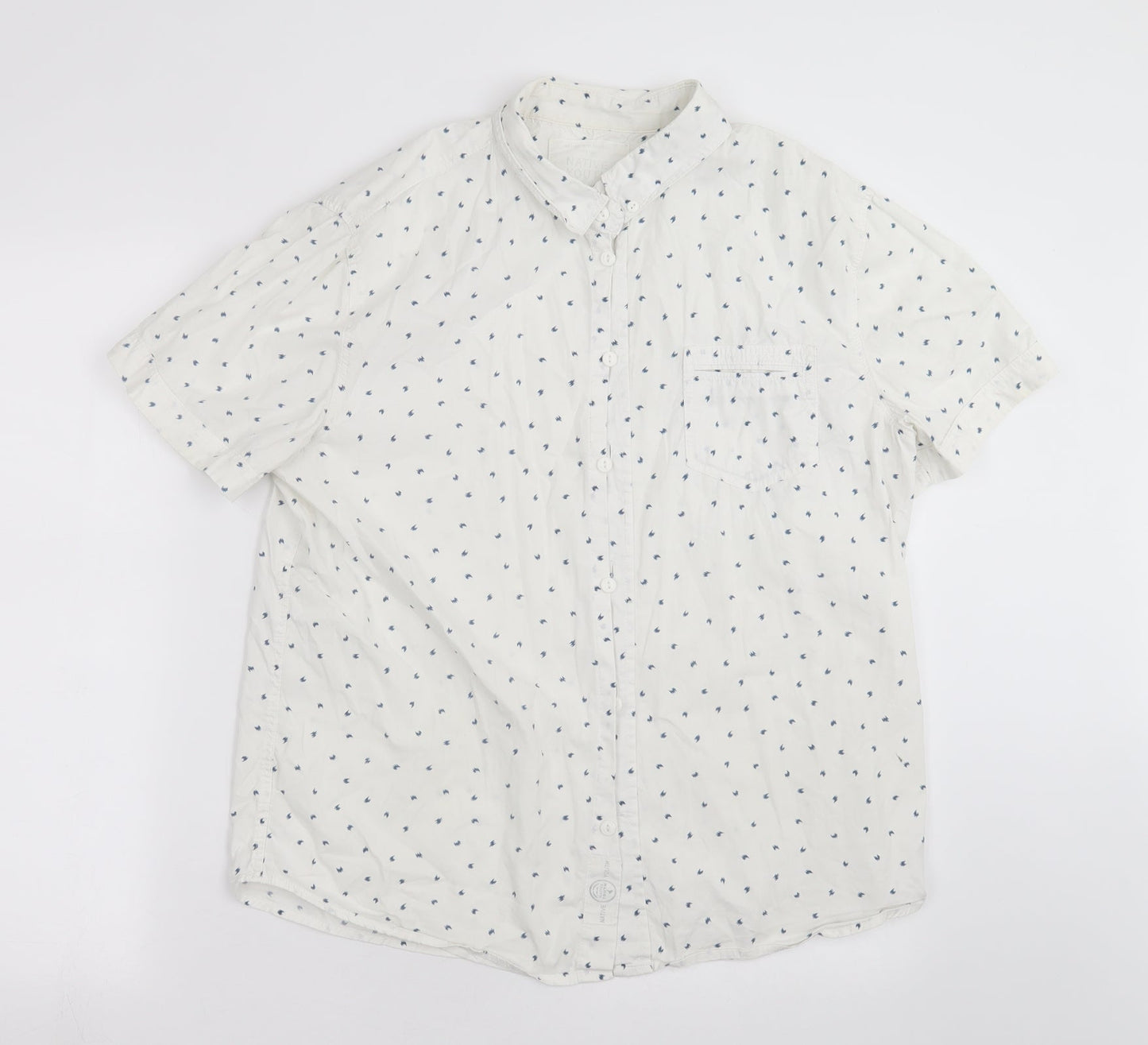 Native Youth Mens White Geometric   Button-Up Size M
