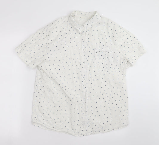 Native Youth Mens White Geometric   Button-Up Size M