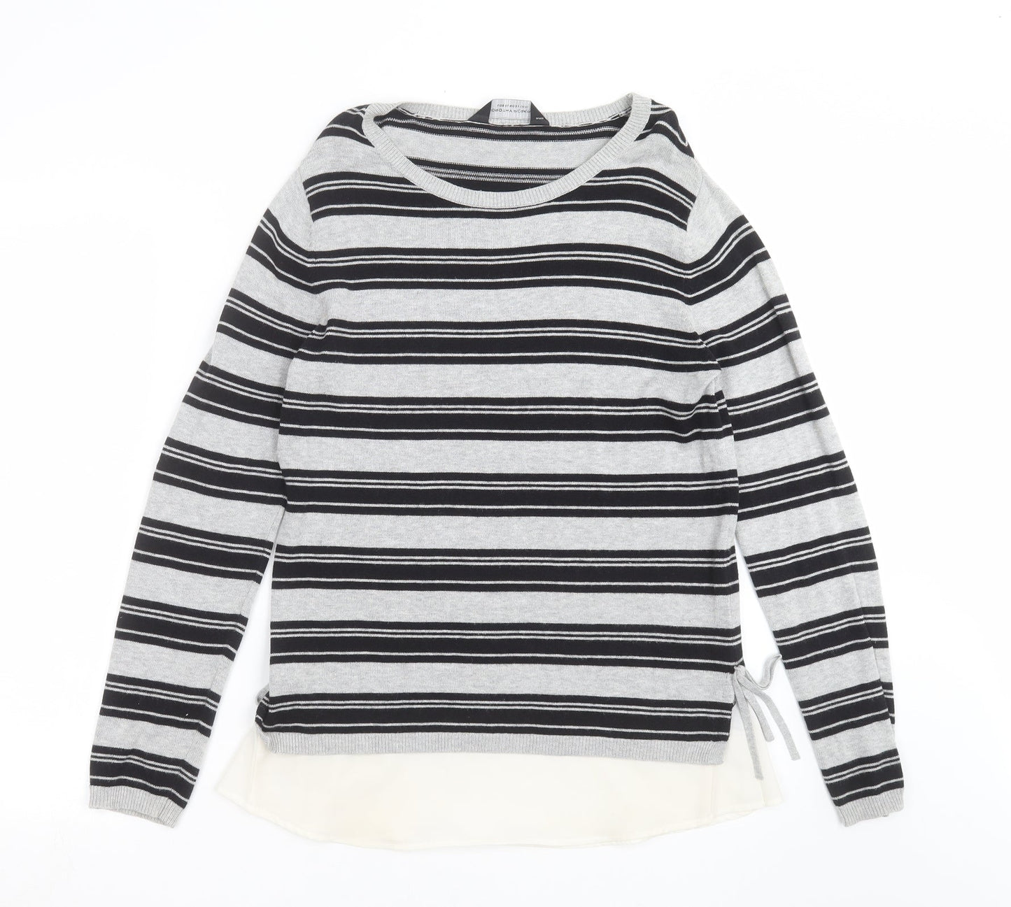 Dorothy Perkins Womens Grey Striped Knit Pullover Jumper Size 10