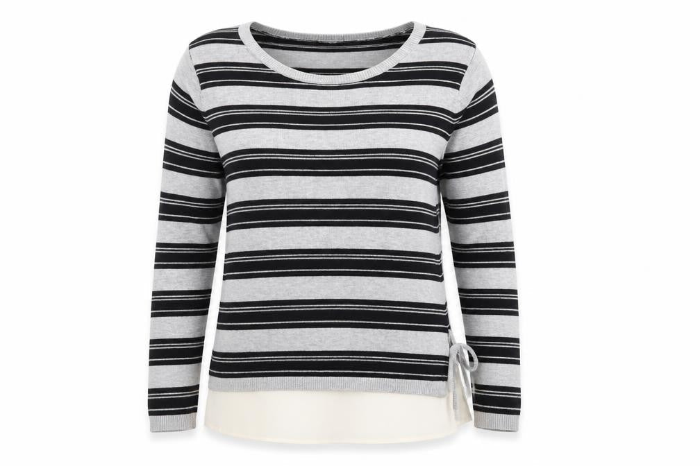 Dorothy Perkins Womens Grey Striped Knit Pullover Jumper Size 10