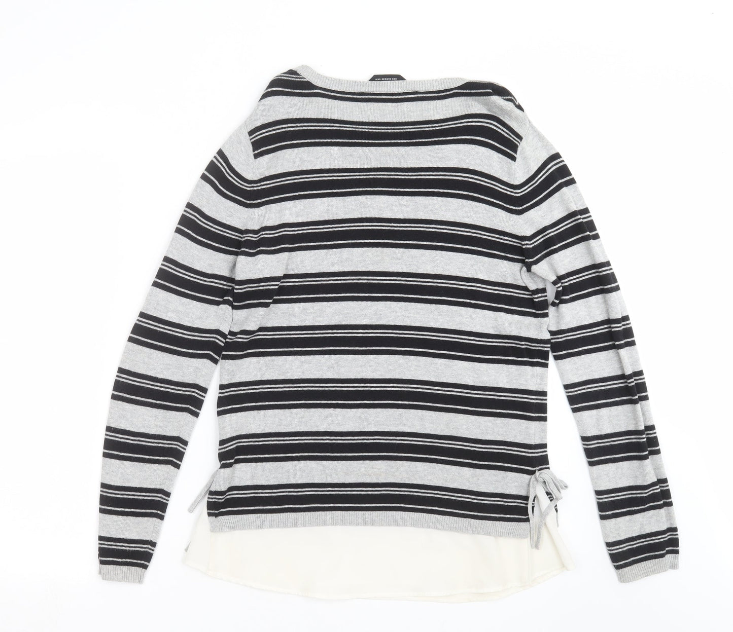 Dorothy Perkins Womens Grey Striped Knit Pullover Jumper Size 10