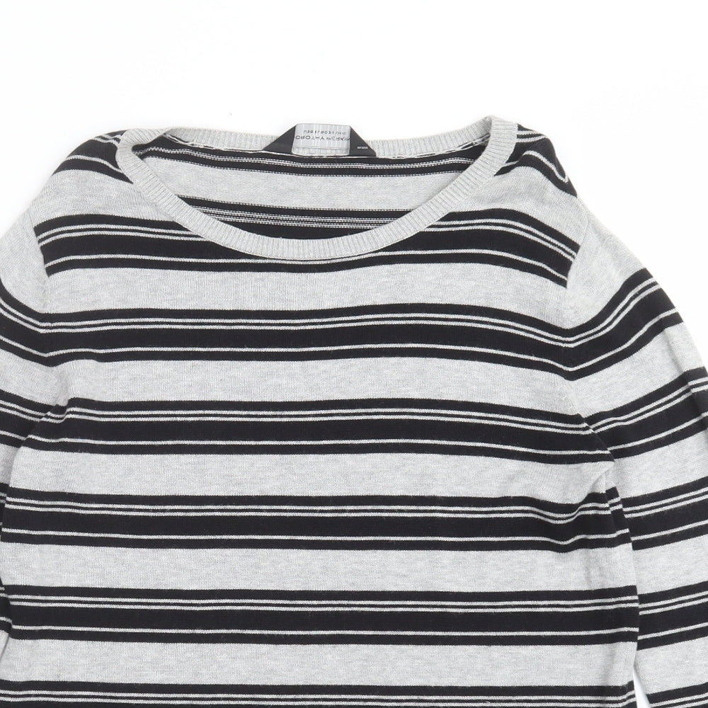 Dorothy Perkins Womens Grey Striped Knit Pullover Jumper Size 10