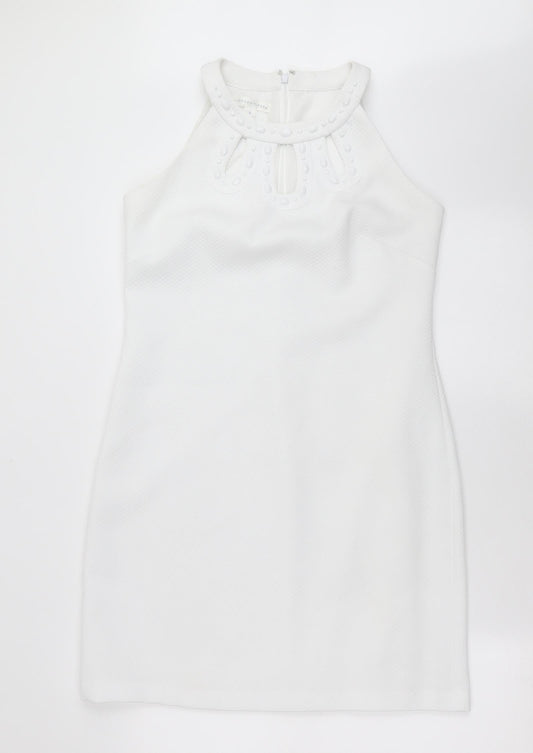 London Times Womens White Check  Shift  Size 6  - beaded