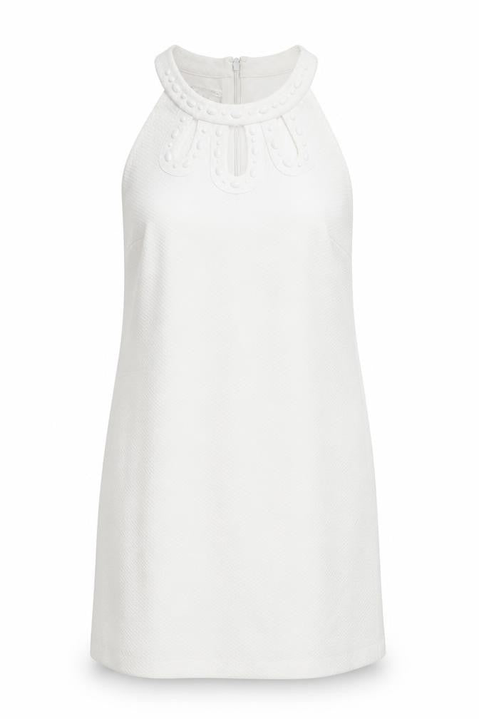 London Times Womens White Check  Shift  Size 6  - beaded