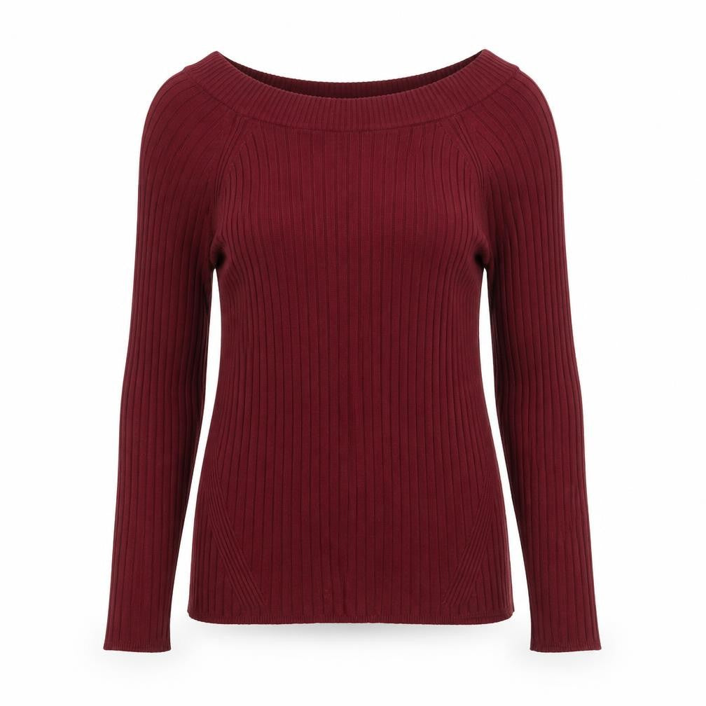 Marks & Spencer Womens Red Striped Knit Pullover Jumper Size 12  - burgundy