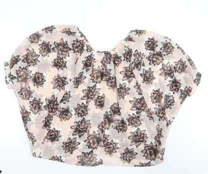 Internationale Womens Pink Floral  Basic Blouse Size 10