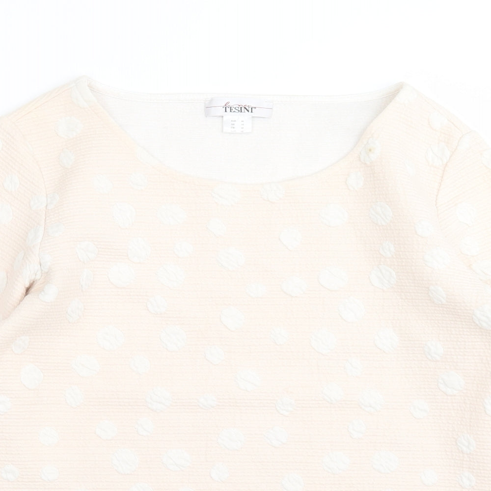 Tesini Womens Pink Geometric  Pullover Jumper Size 14