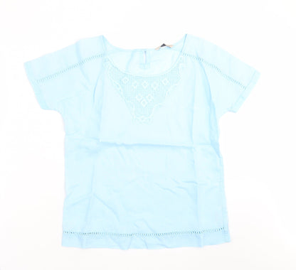 Marks & Spencer Womens Blue   Basic Blouse Size 8  - Embroidered detail