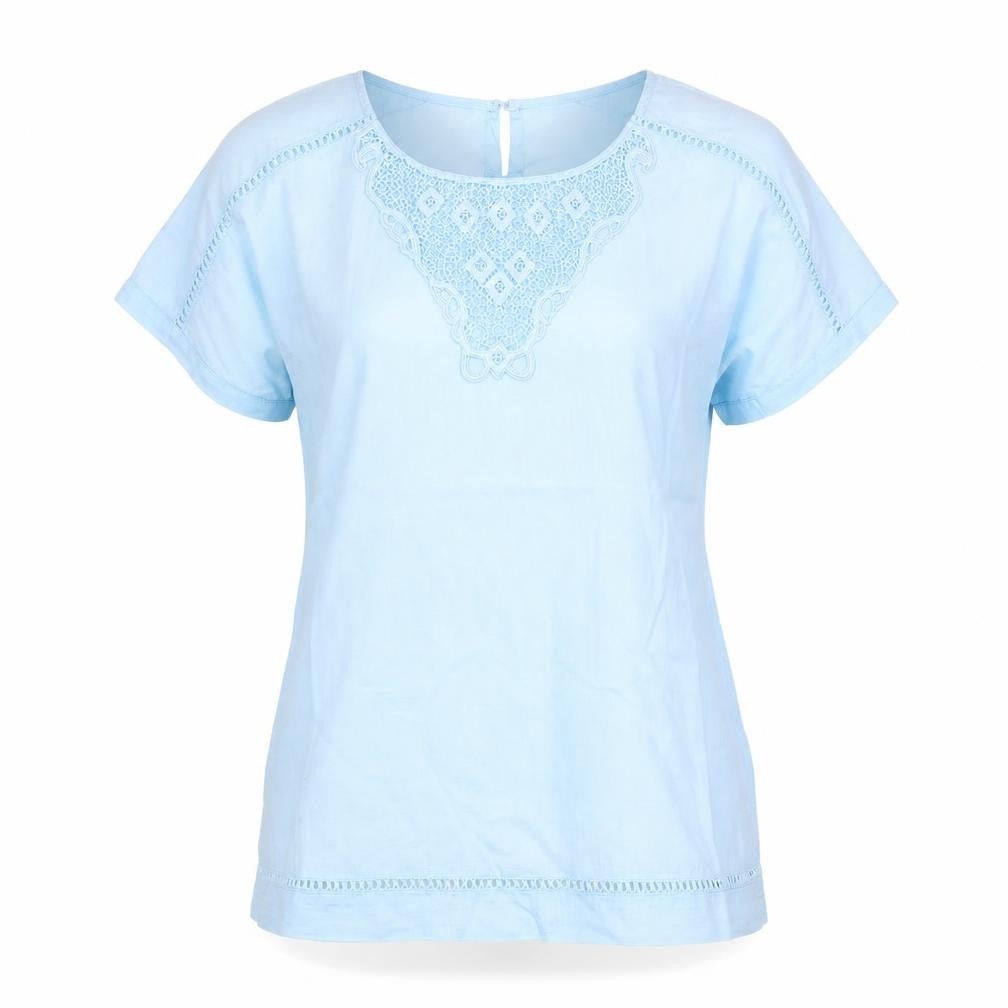 Marks & Spencer Womens Blue   Basic Blouse Size 8  - Embroidered detail