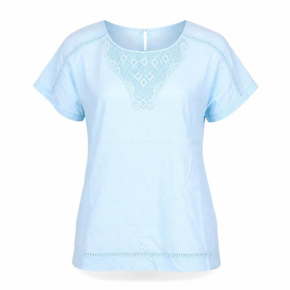 Marks & Spencer Womens Blue   Basic Blouse Size 8  - Embroidered detail