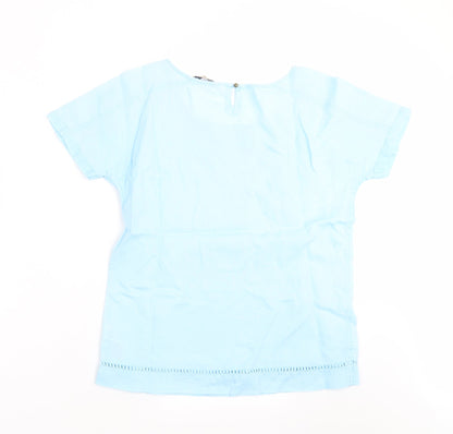 Marks & Spencer Womens Blue   Basic Blouse Size 8  - Embroidered detail