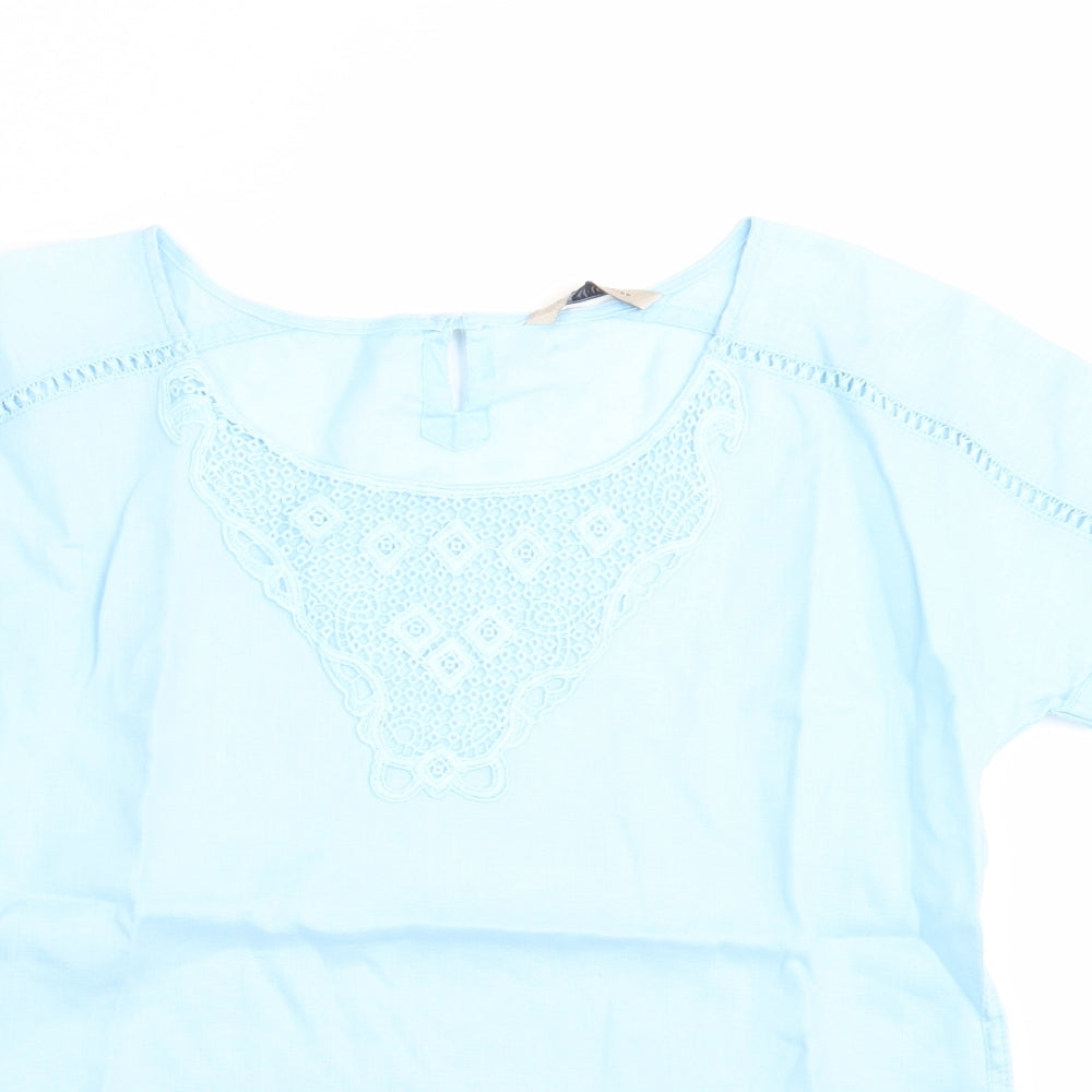Marks and Spencer Womens Blue   Basic Blouse Size 8  - Embroidered detail