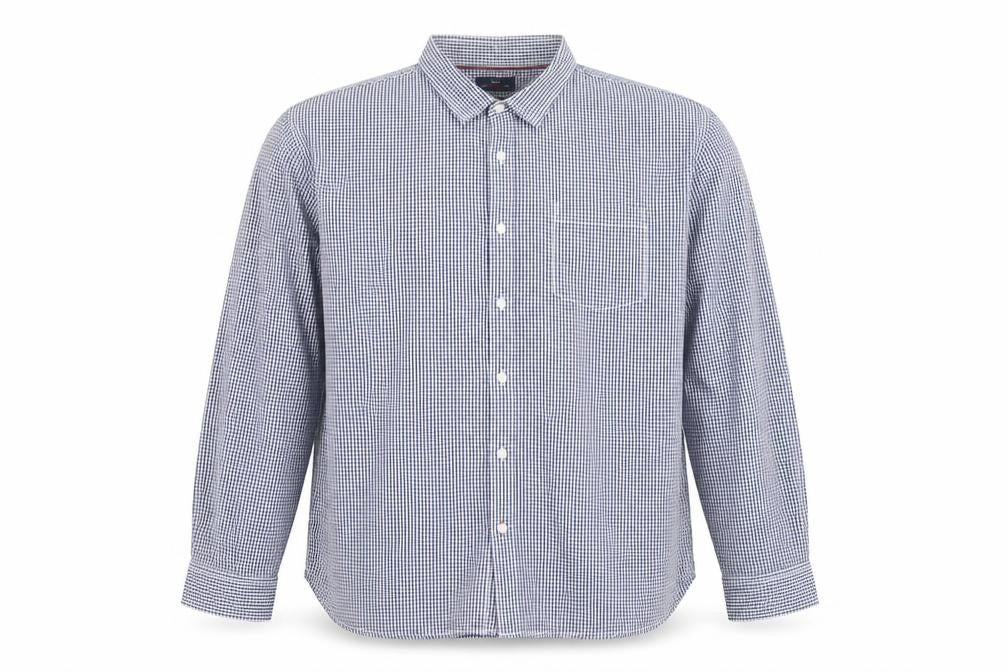 Easy Mens Blue Check   Button-Up Size 2XL