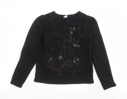Preloved NEXT Girls Black   Pullover Sweatshirt Size 13 Years  - mickey mouse - Front