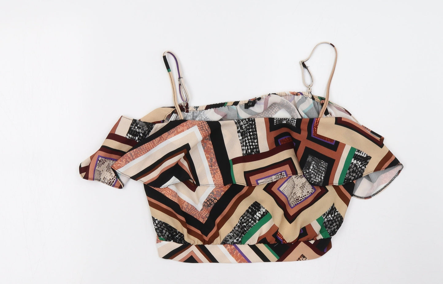 River Island Womens Brown Geometric  Cropped Tank Size 12