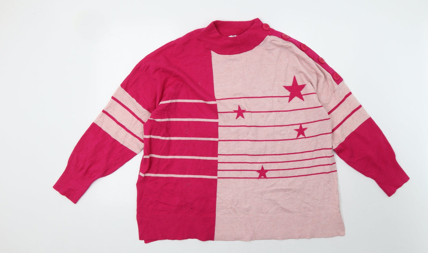 njext Womens Pink Striped  Pullover Sweatshirt Size XL