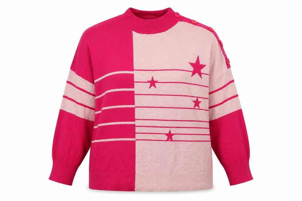 njext Womens Pink Striped  Pullover Sweatshirt Size XL