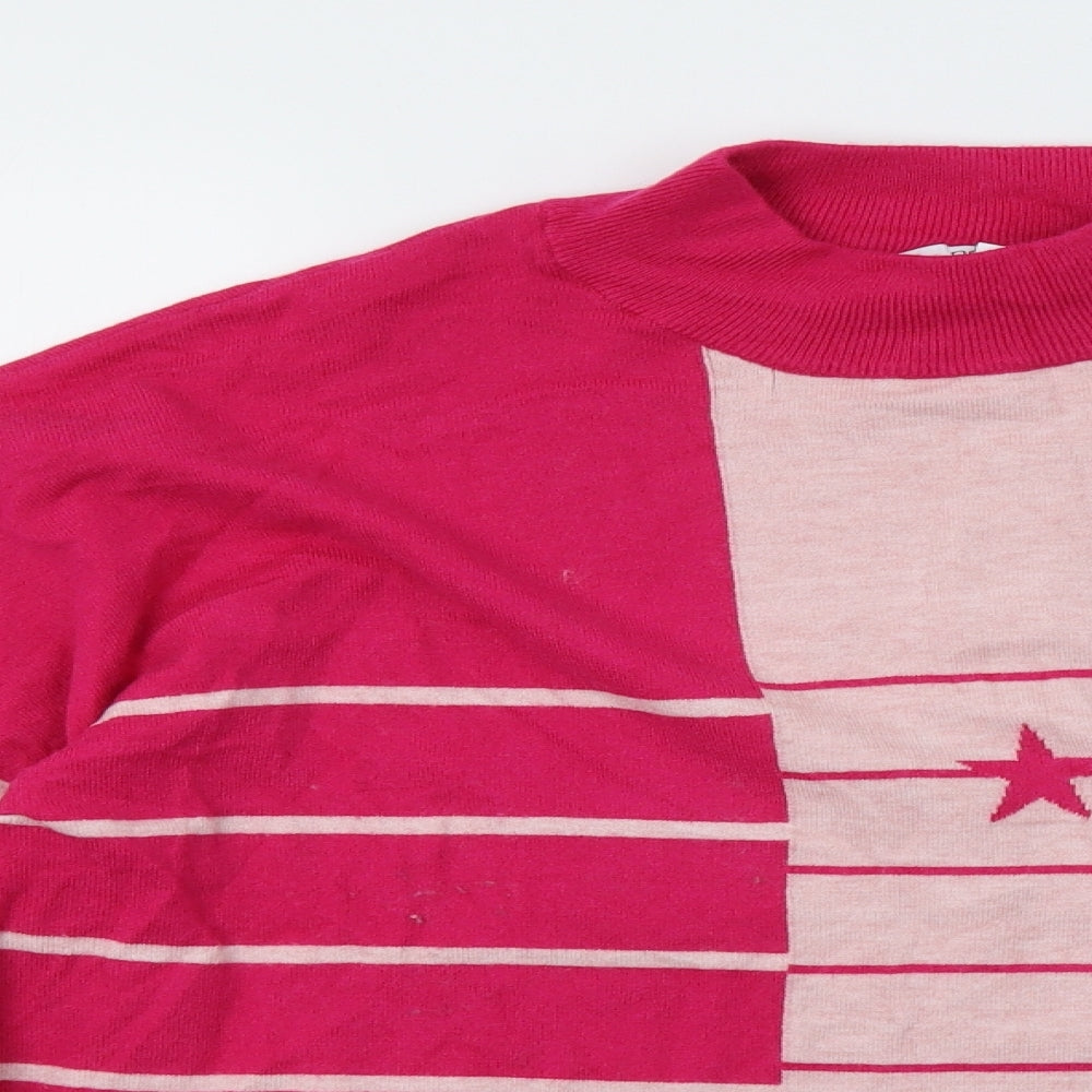 njext Womens Pink Striped  Pullover Sweatshirt Size XL
