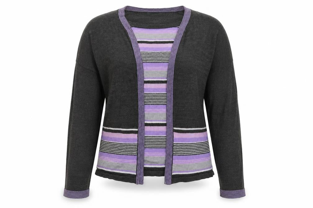 EWM Womens Purple Striped  Pullover Sweatshirt Size 16