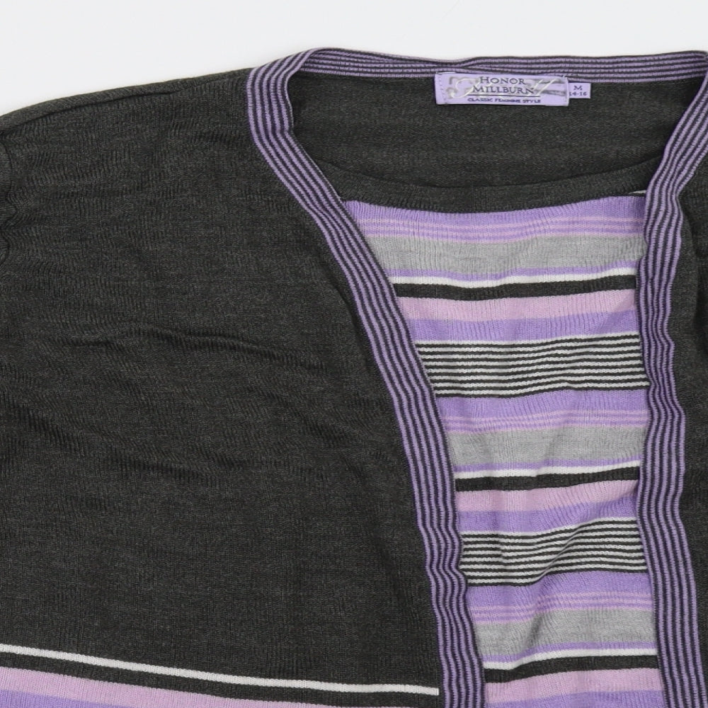 EWM Womens Purple Striped  Pullover Sweatshirt Size 16